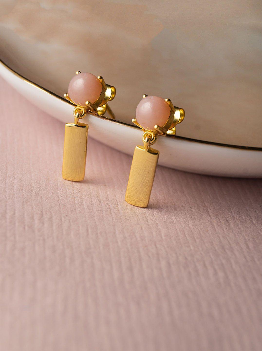mannash  teardrop shaped gold plated drop earrings