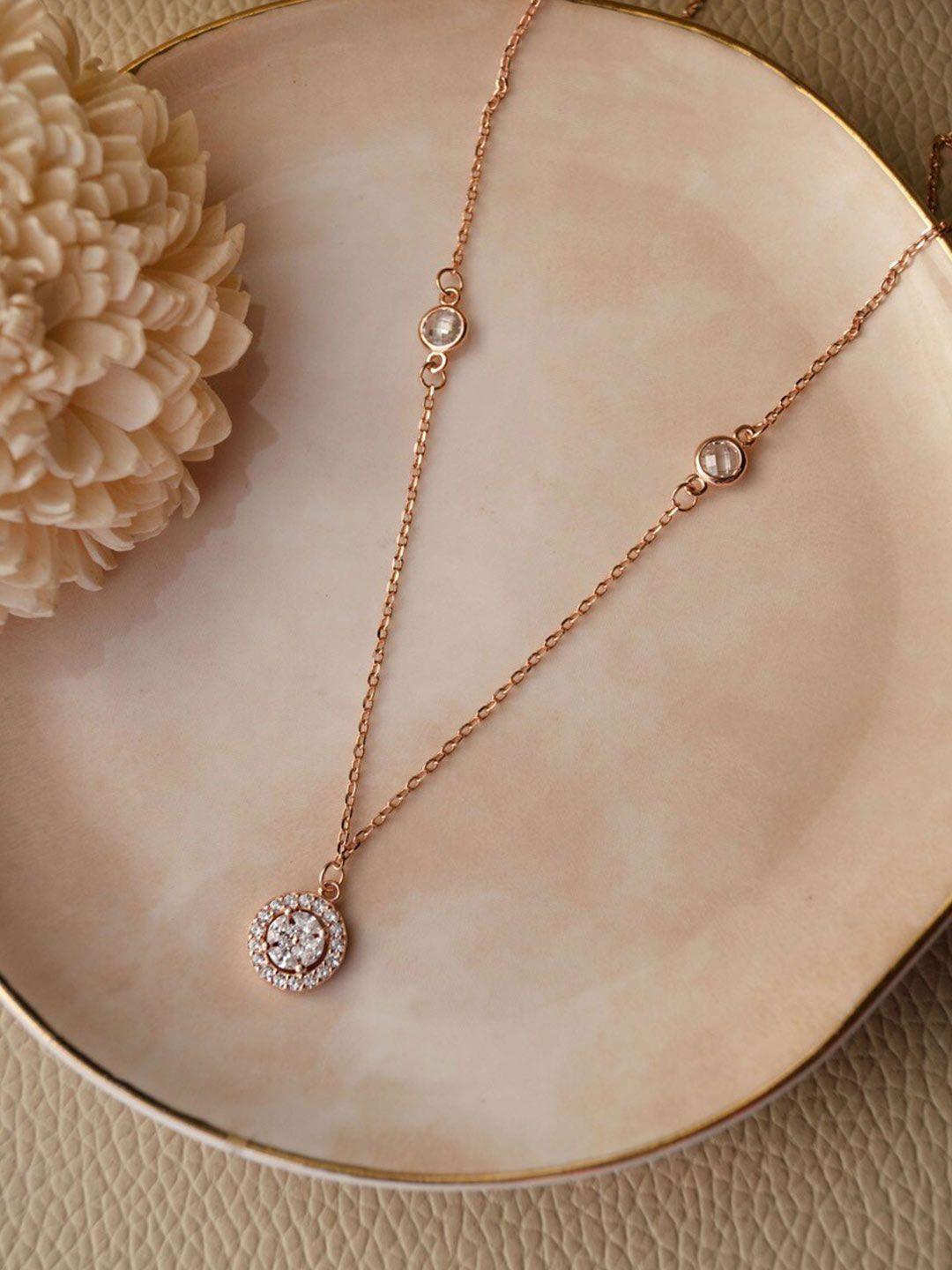 mannash rose gold & white 925 sterling silver rose gold-plated necklace