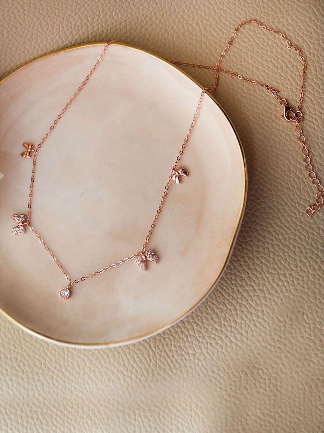 mannash rose gold & white 925 sterling silver rose gold-plated necklace