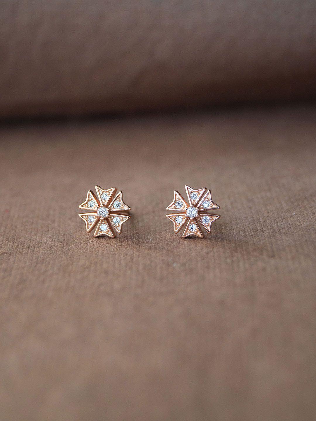 mannash rose gold-plated floral studs earrings