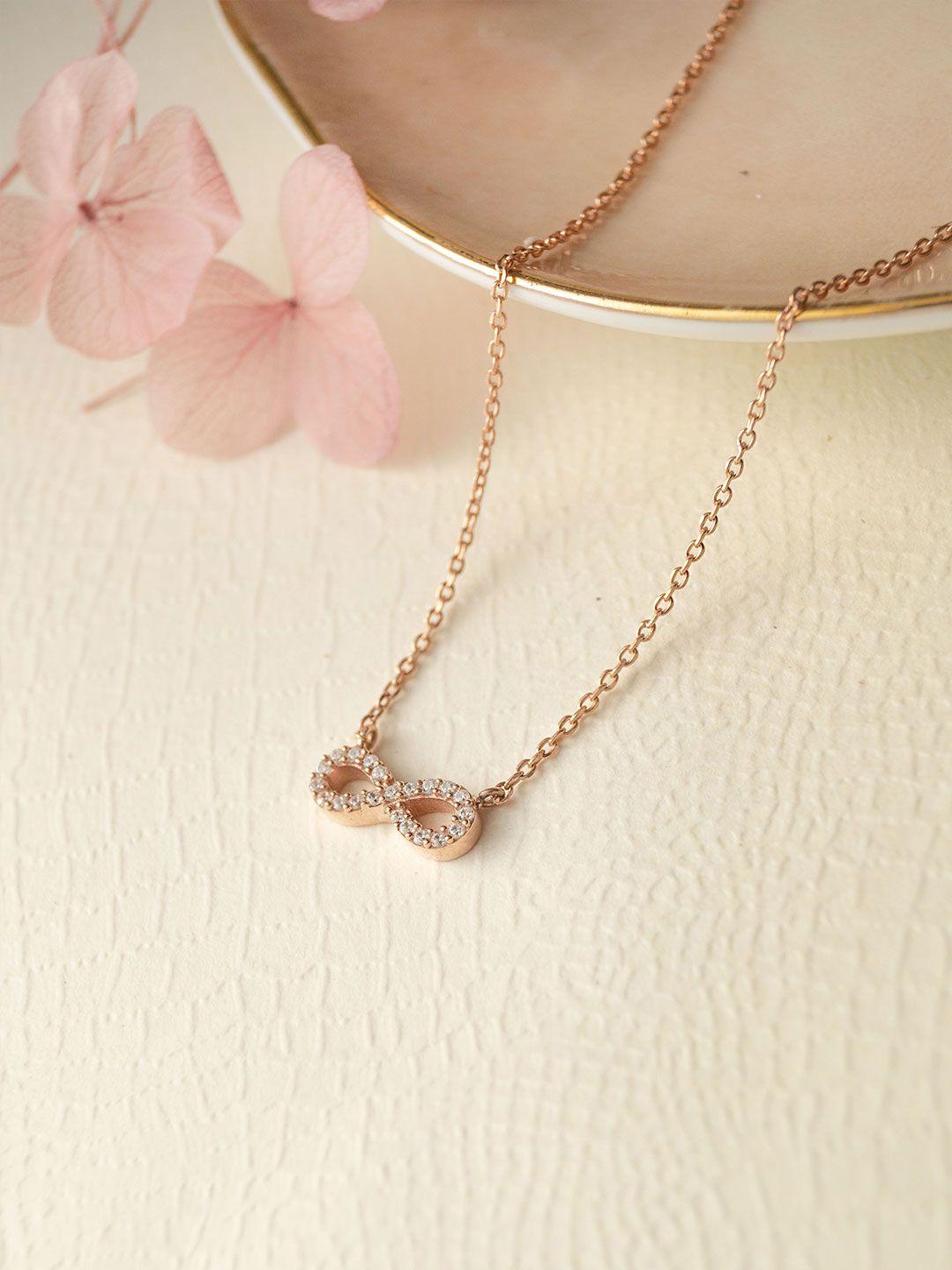 mannash rose gold-plated infinity sterling silver cubic zirconia-studded chain