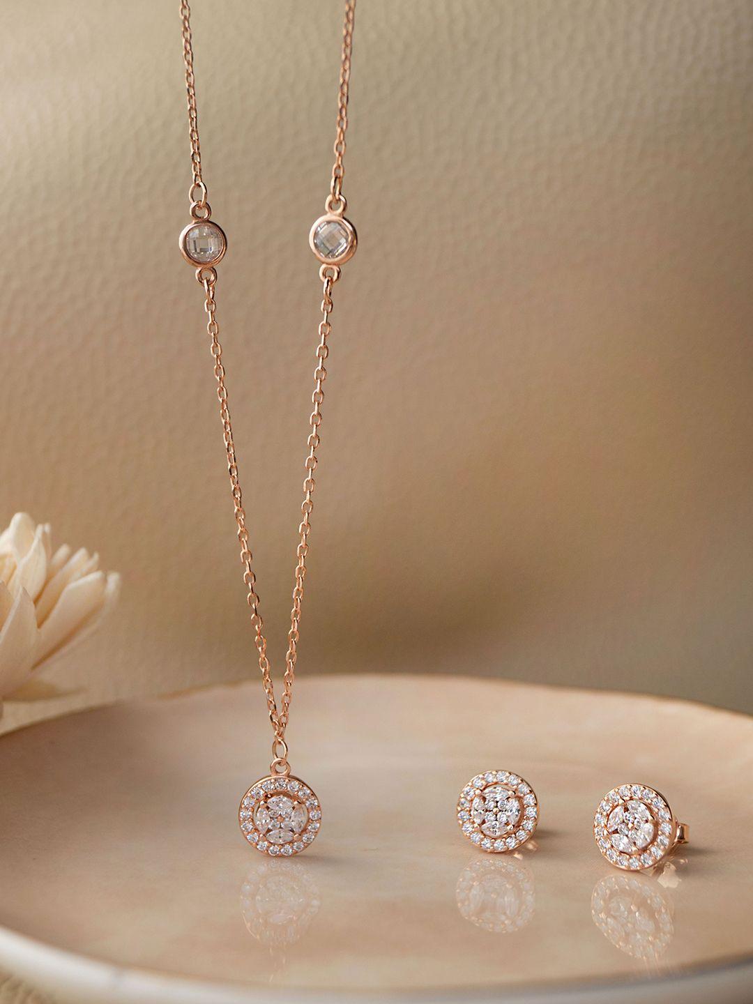 mannash rose gold rose gold plated cubic zirconia sterling silver jewellery set
