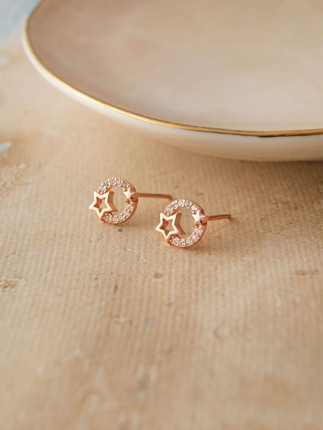 mannash rose gold star shaped studs earrings