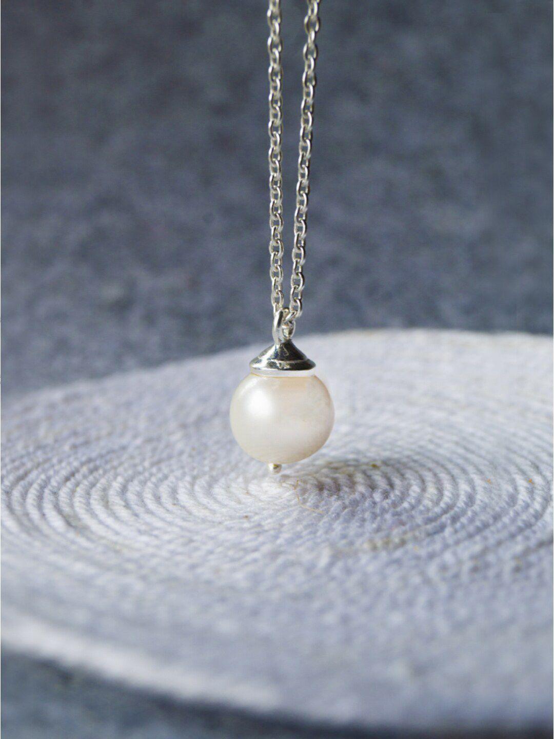 mannash white 925 sterling silver rhodium-plated pearl beaded chain