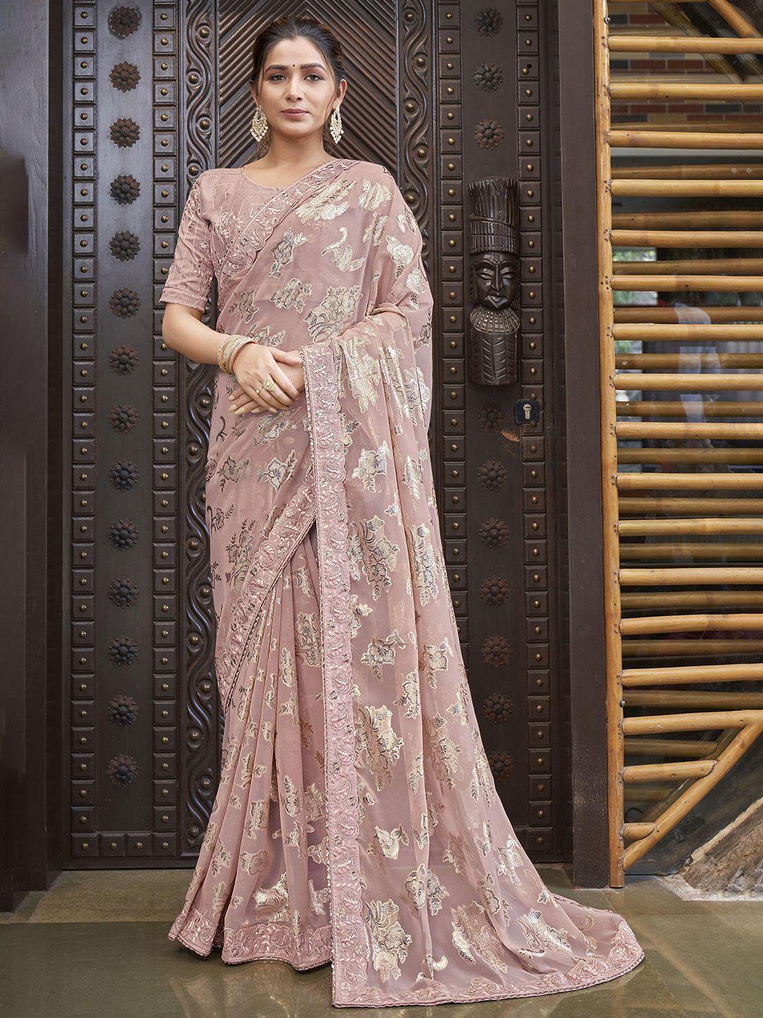 manohari ethnic motifs embroidered poly georgette saree