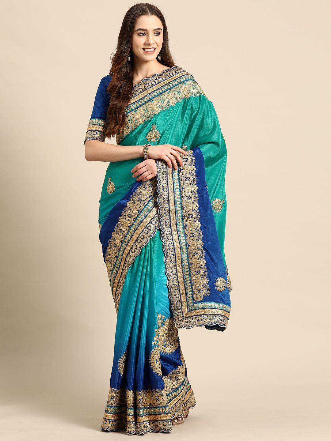 manohari embellished embroidered poly chiffon heavy work saree