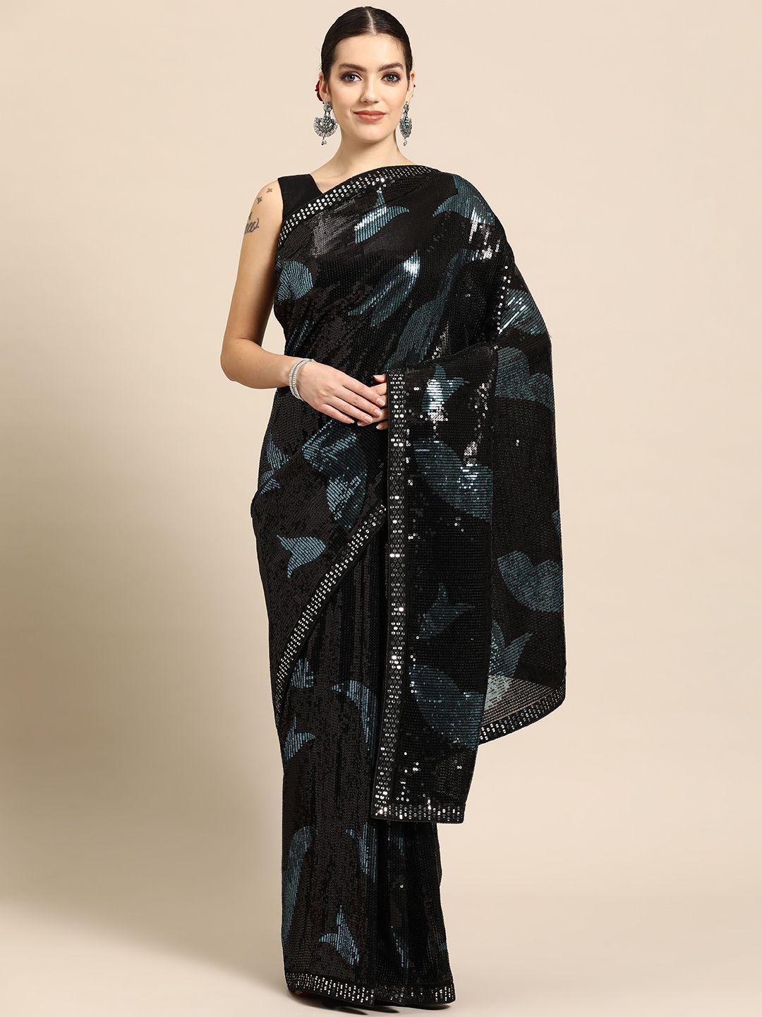 manohari ethnic motifs sequinned poly georgette banarasi saree