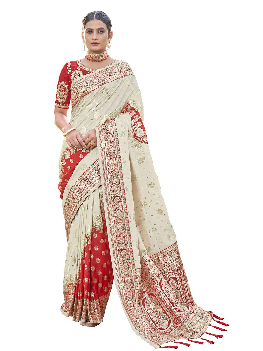 manohari ethnic motifs zari silk blend banarasi saree