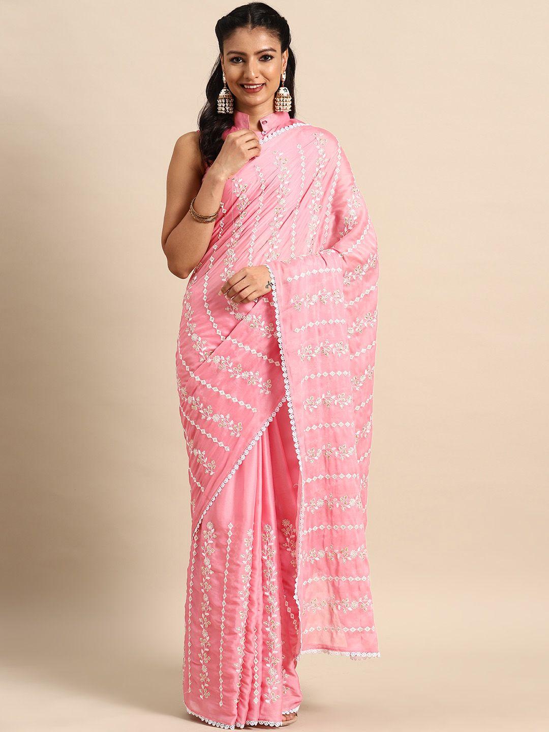 manohari floral gotta patti silk blend banarasi saree