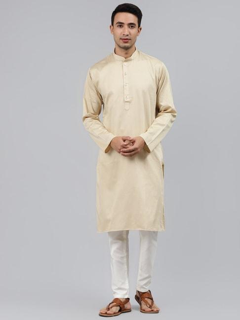 manq beige regular fit ethnic wear