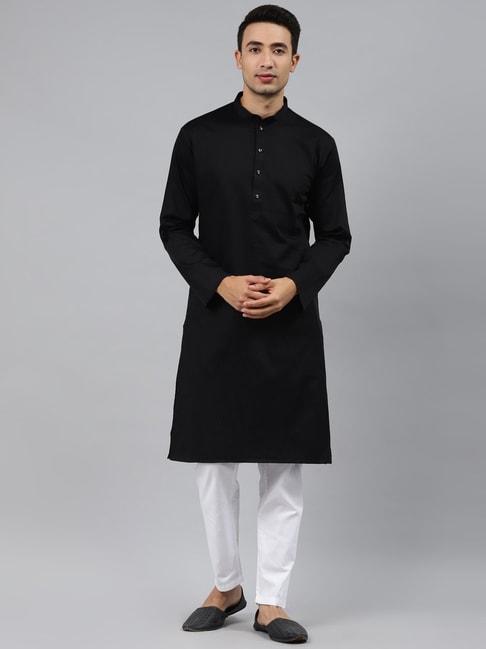 manq black regular fit ethnic wear