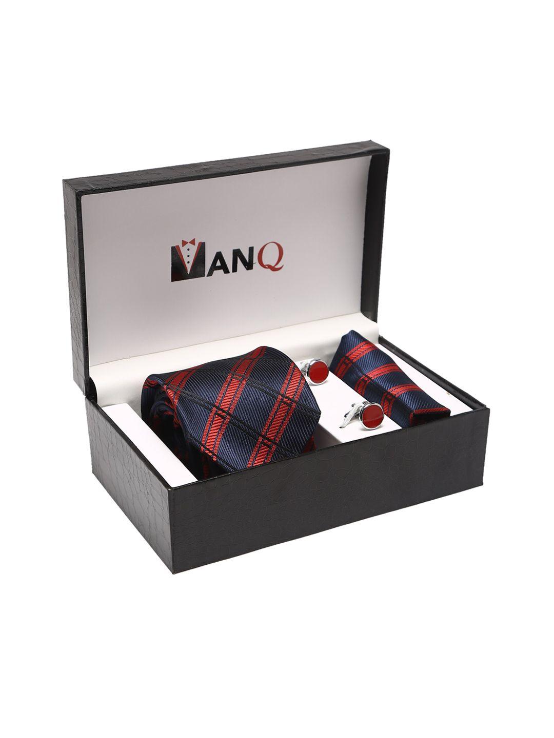 manq men blue & red geometric accessory gift set