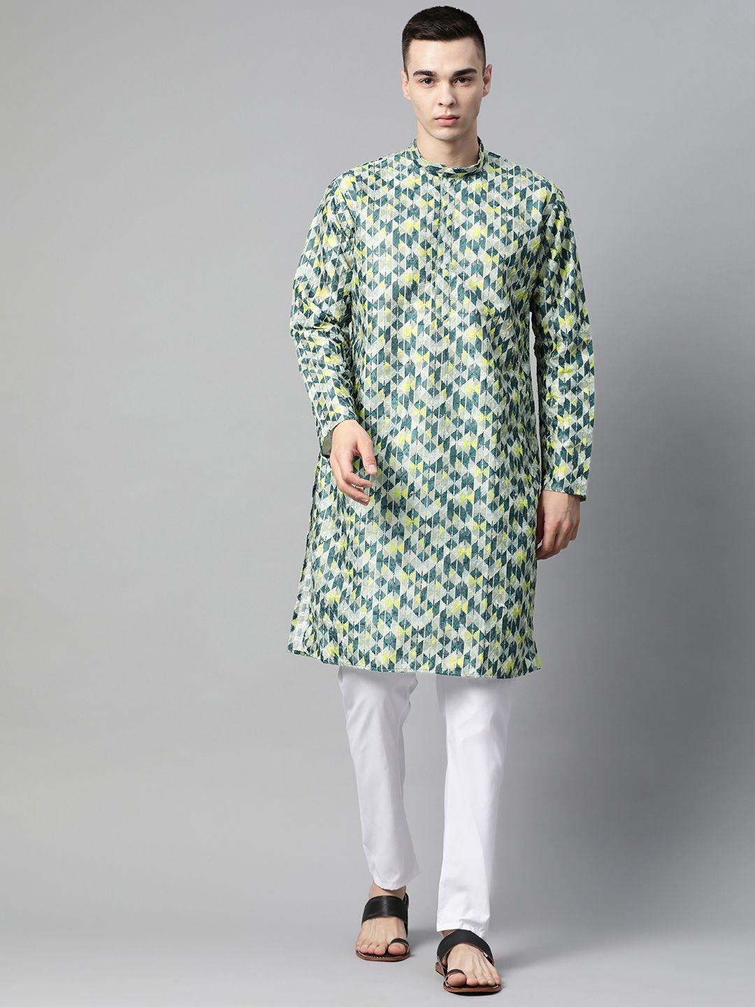 manq embroidered regular kurta with pyjamas