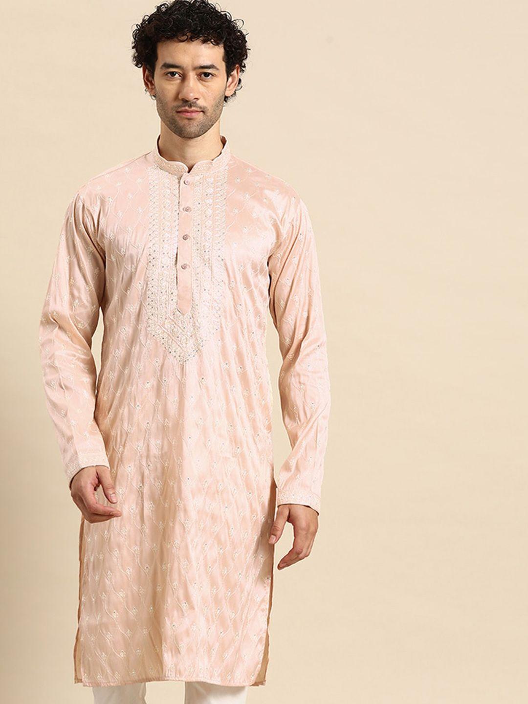 manq floral embroidered straight kurta