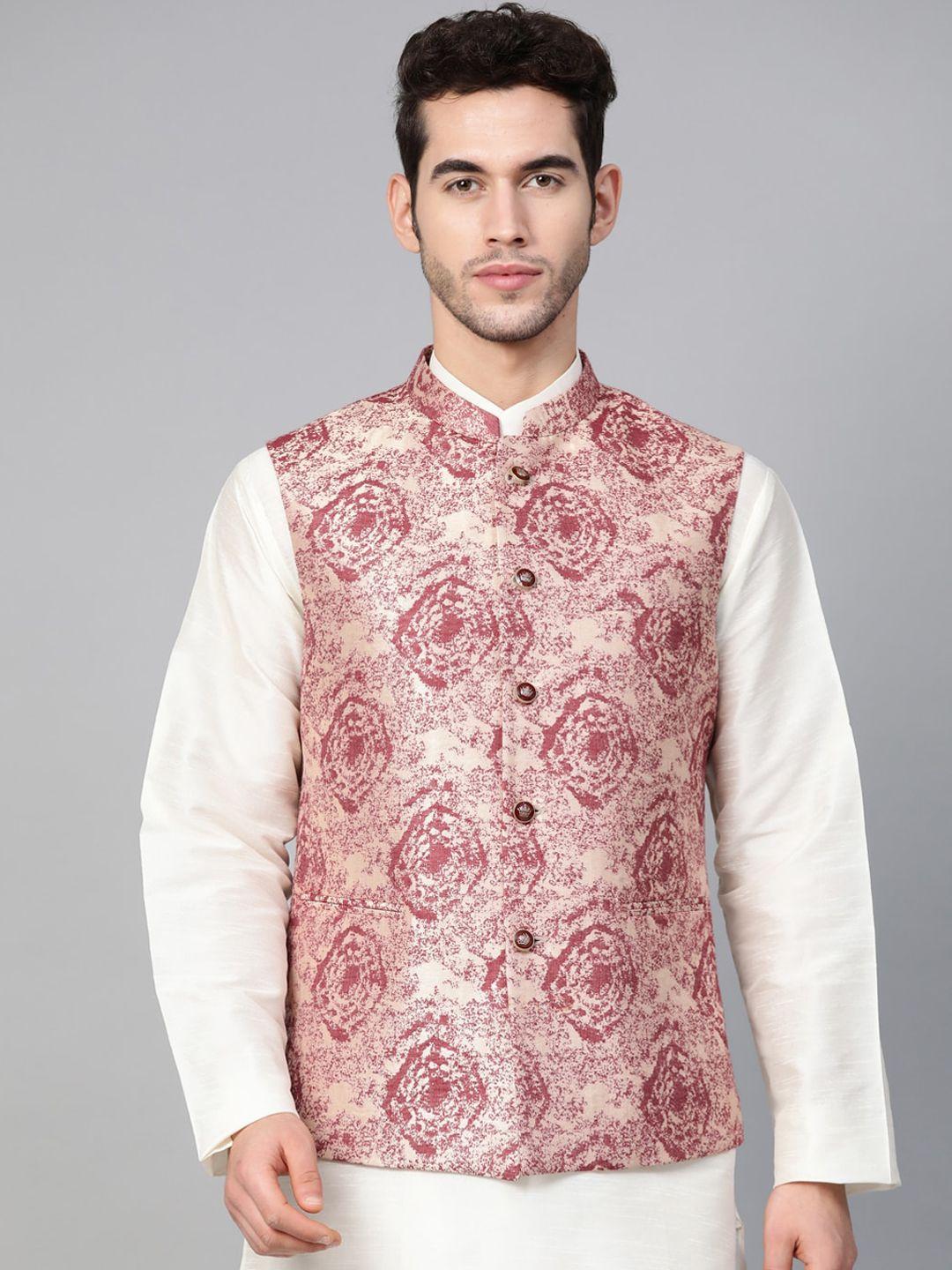 manq men  woven-design jaquard silk nehru jacket