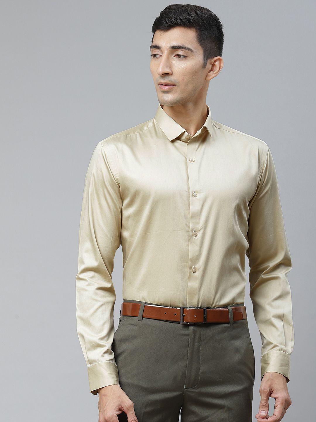 manq men beige opaque formal shirt