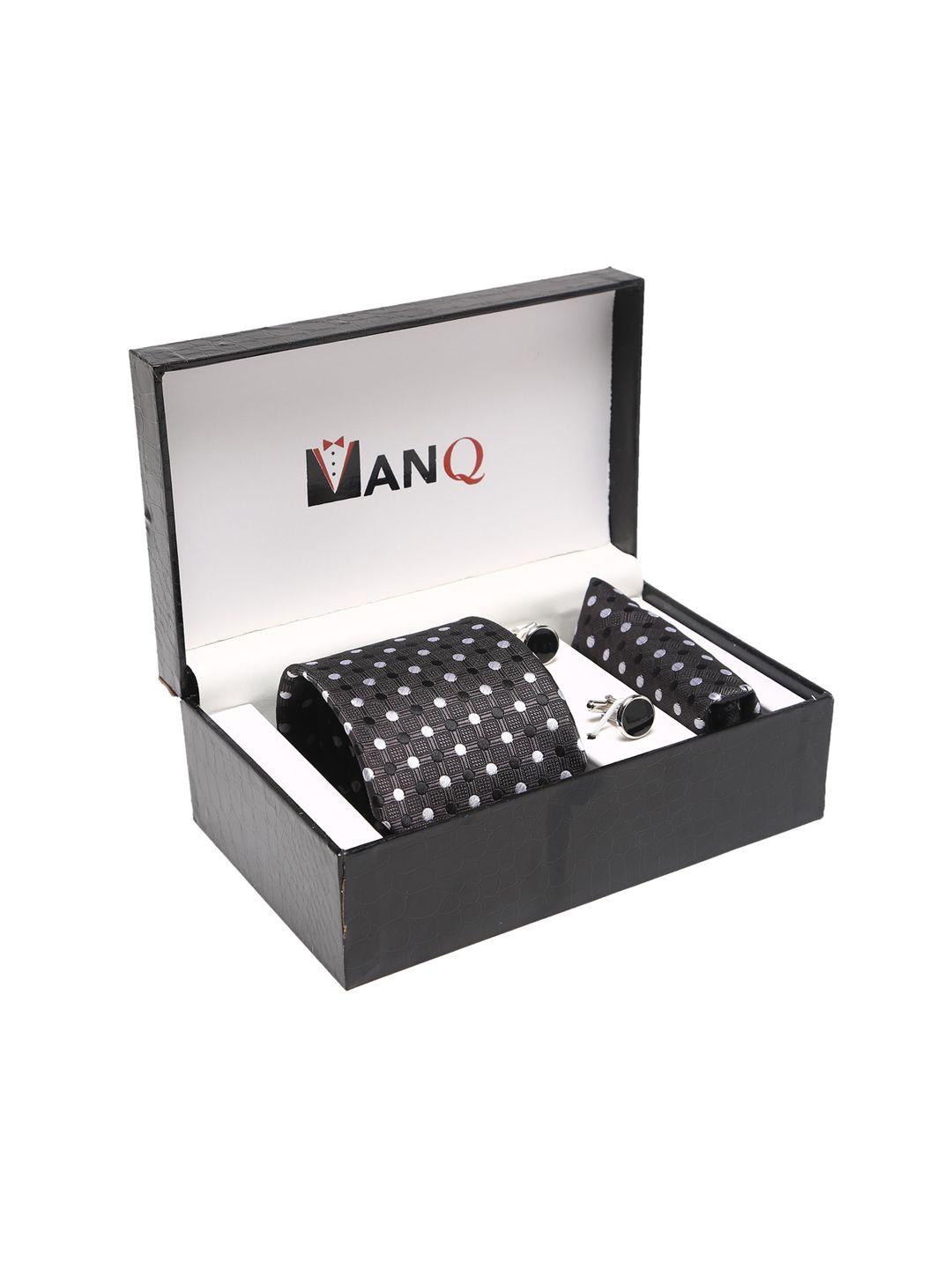 manq men black & white geometric accessory gift set