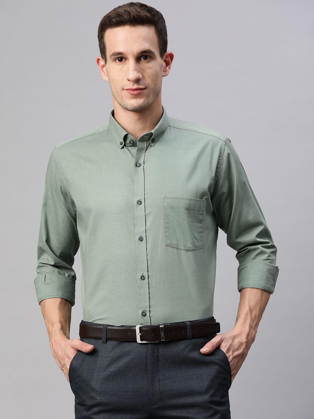 manq men green smart formal shirt
