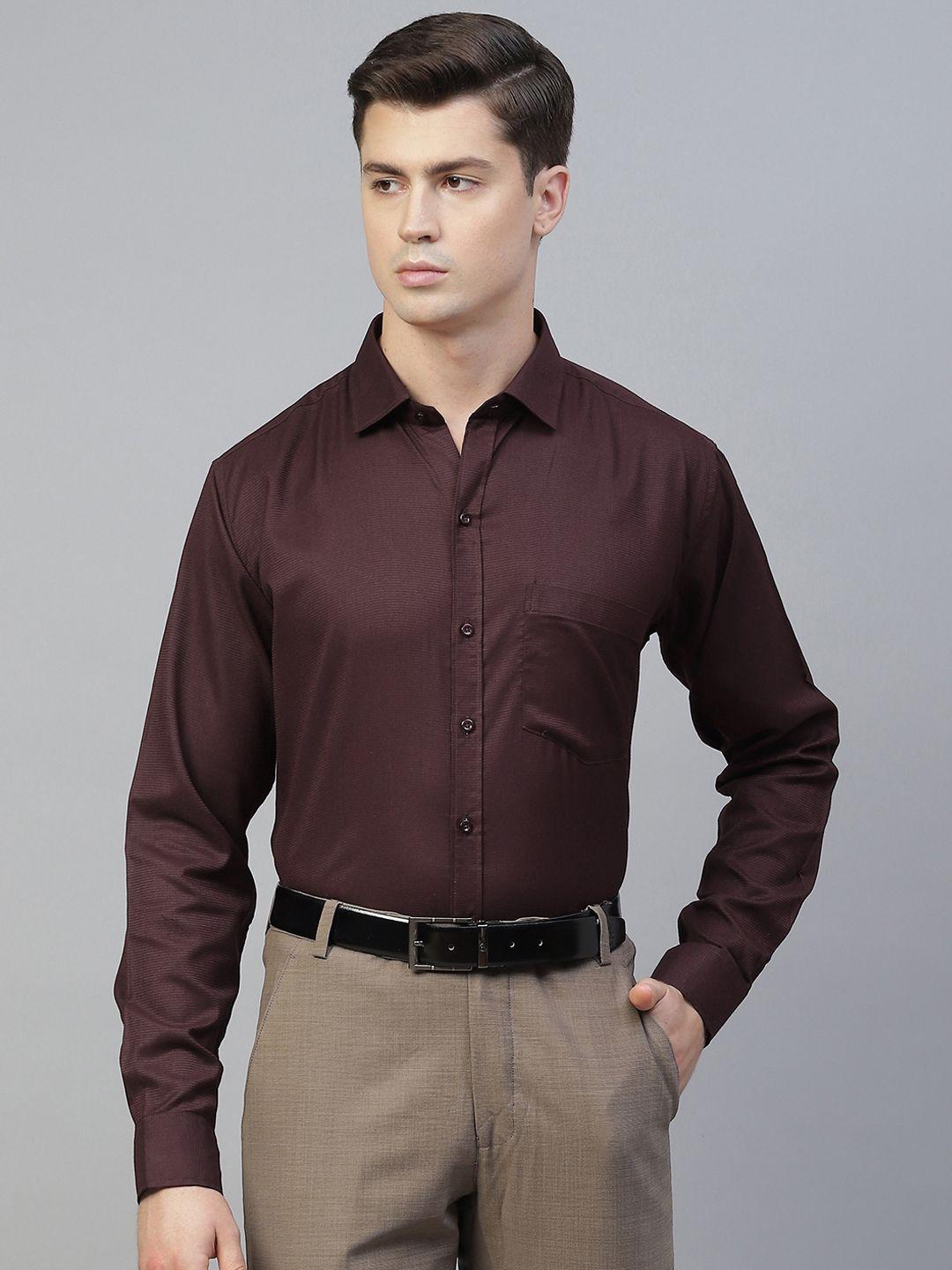 manq men maroon smart formal shirt