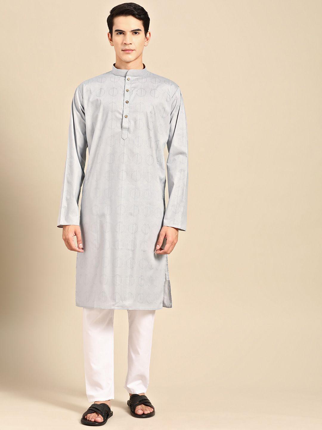 manq men regular pure cotton kurta with pyjamas