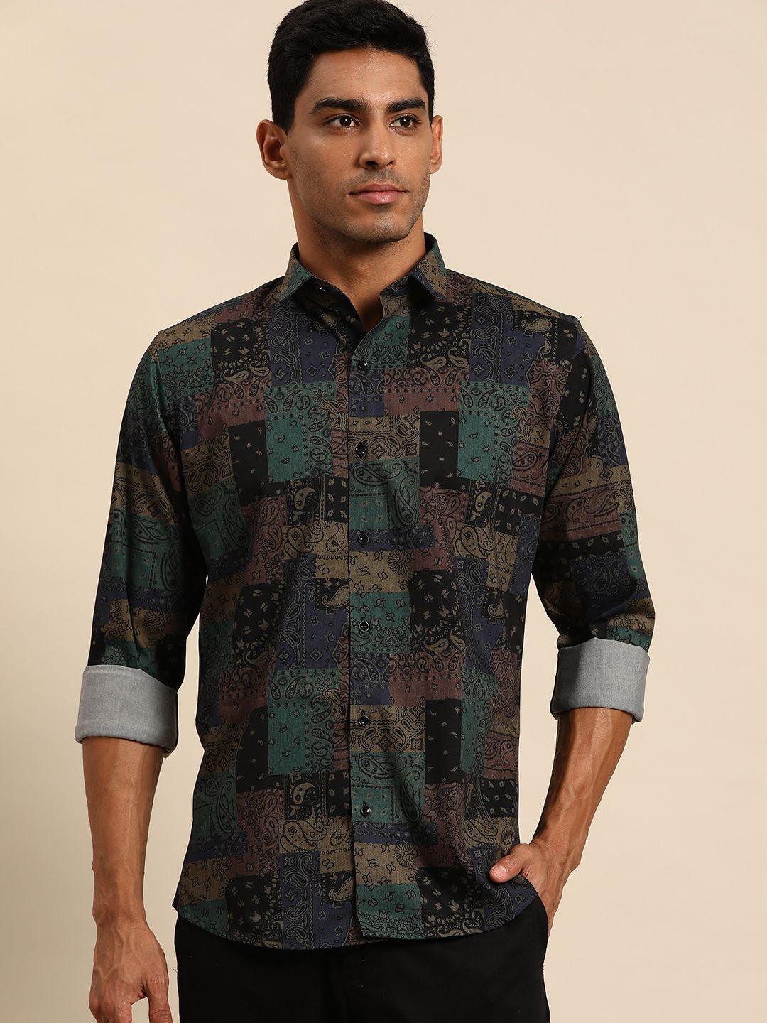 manq men smart opaque printed casual shirt