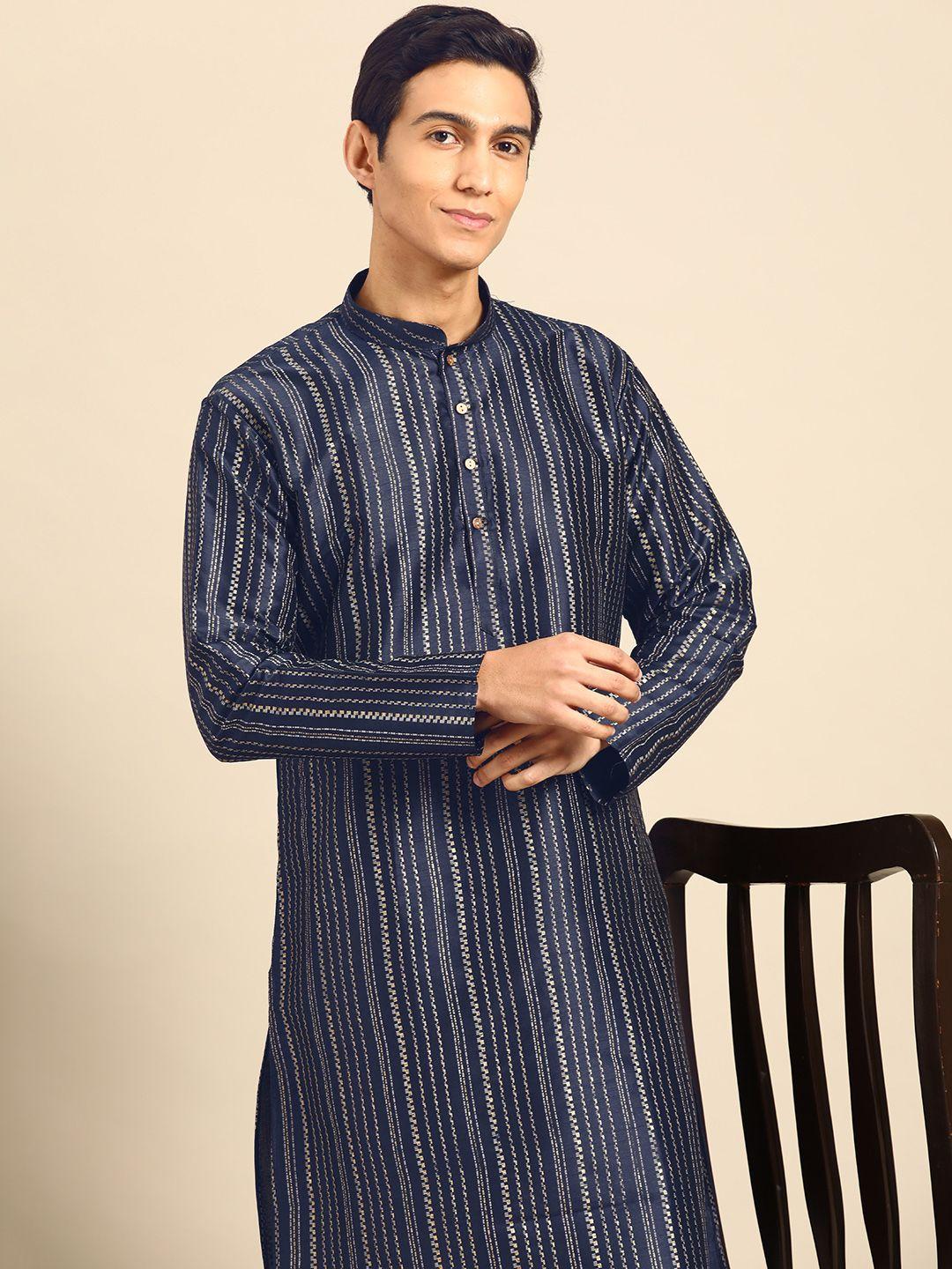 manq men striped regular kurta with pyjamas