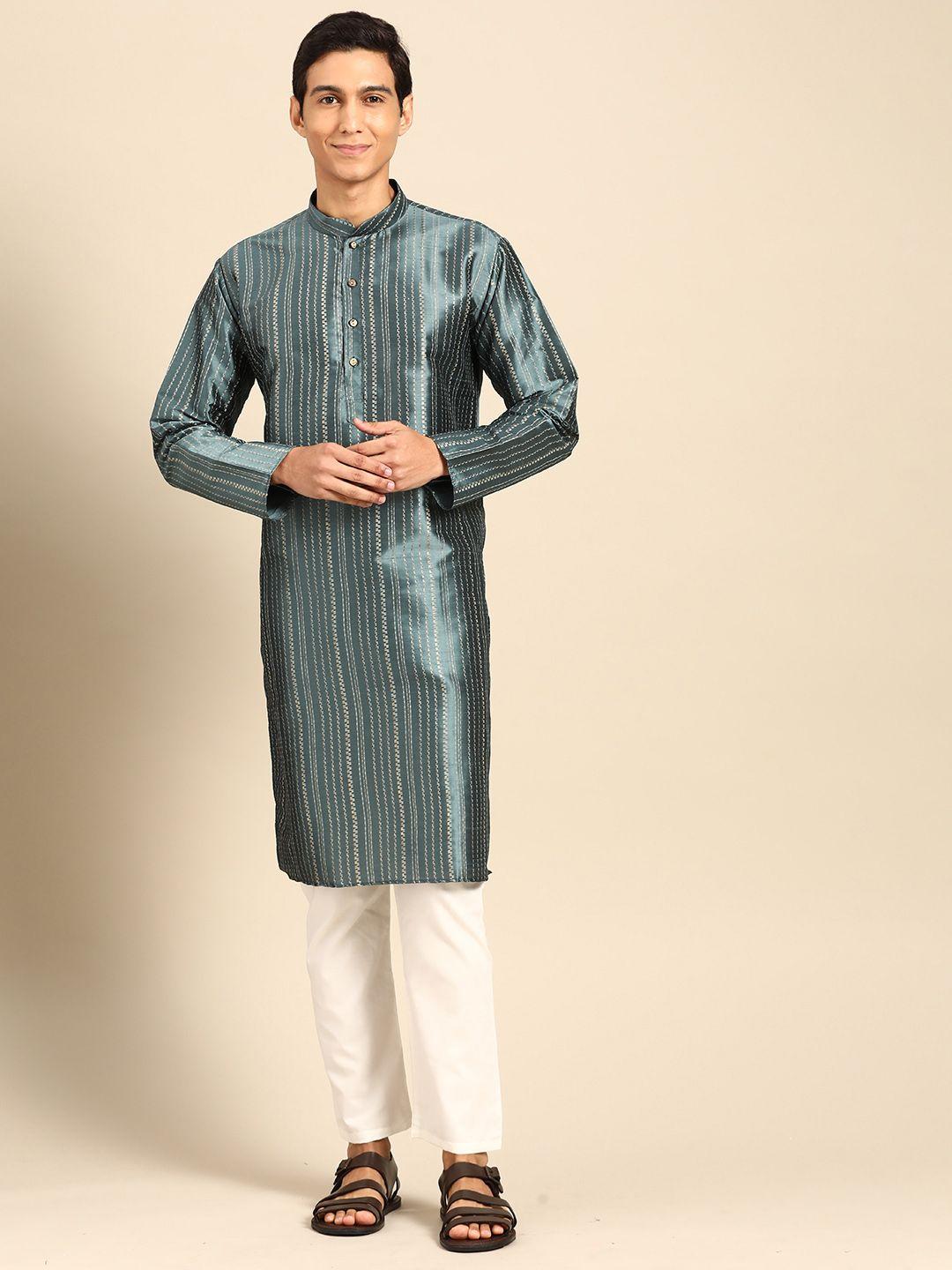 manq men striped regular kurta with pyjamas