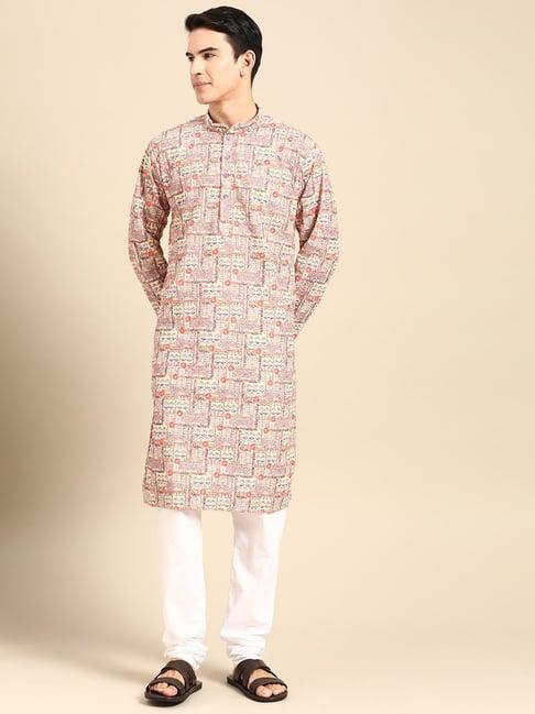 manq multicolored pure cotton regular fit embroidered kurta bottom set