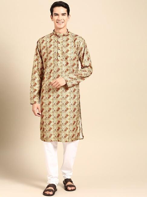 manq multicolored regular fit printed kurta bottom set