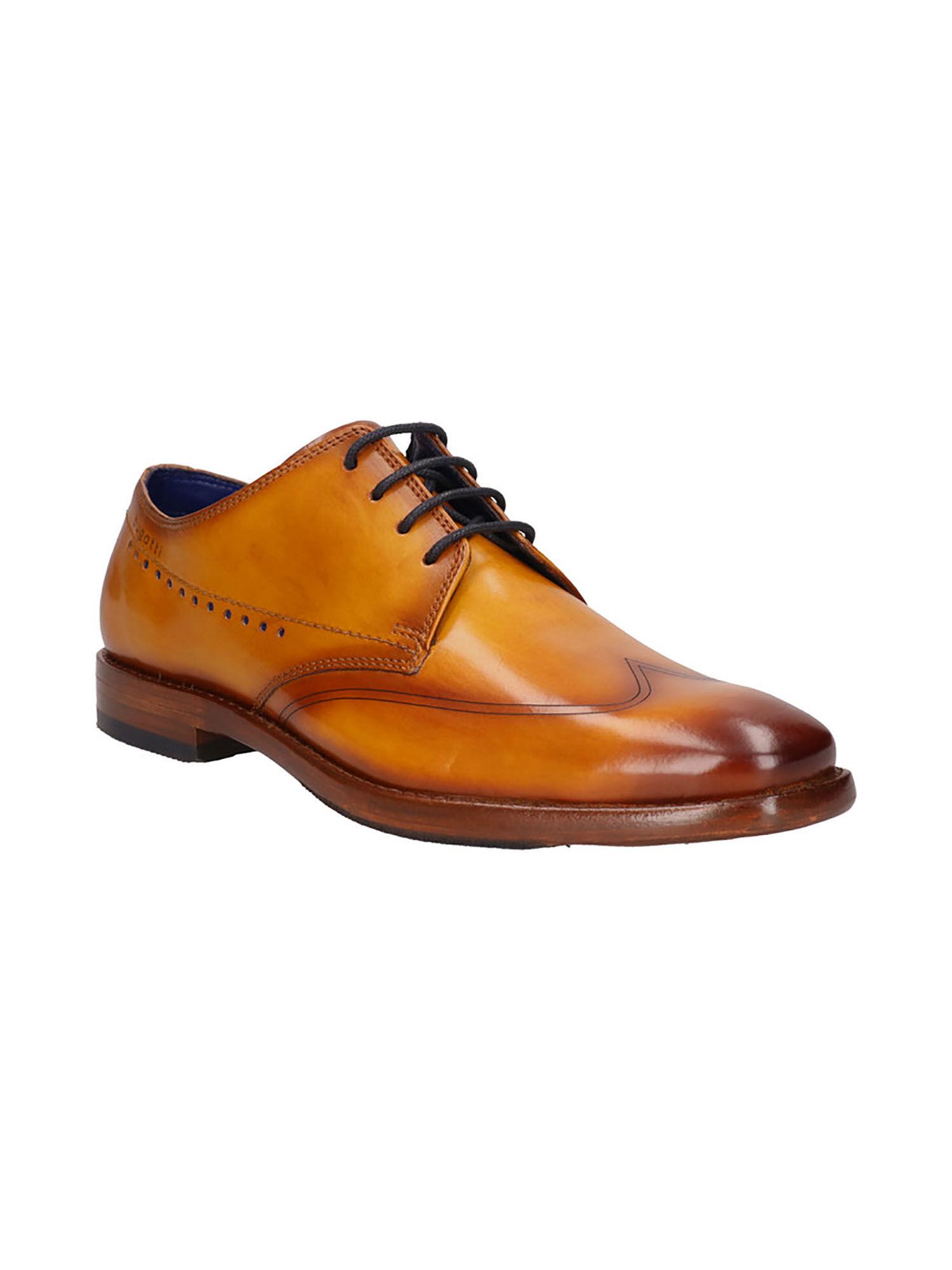 mansaro tan leather mens derby shoes