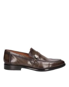 mansueto leather round-toe penny loafers
