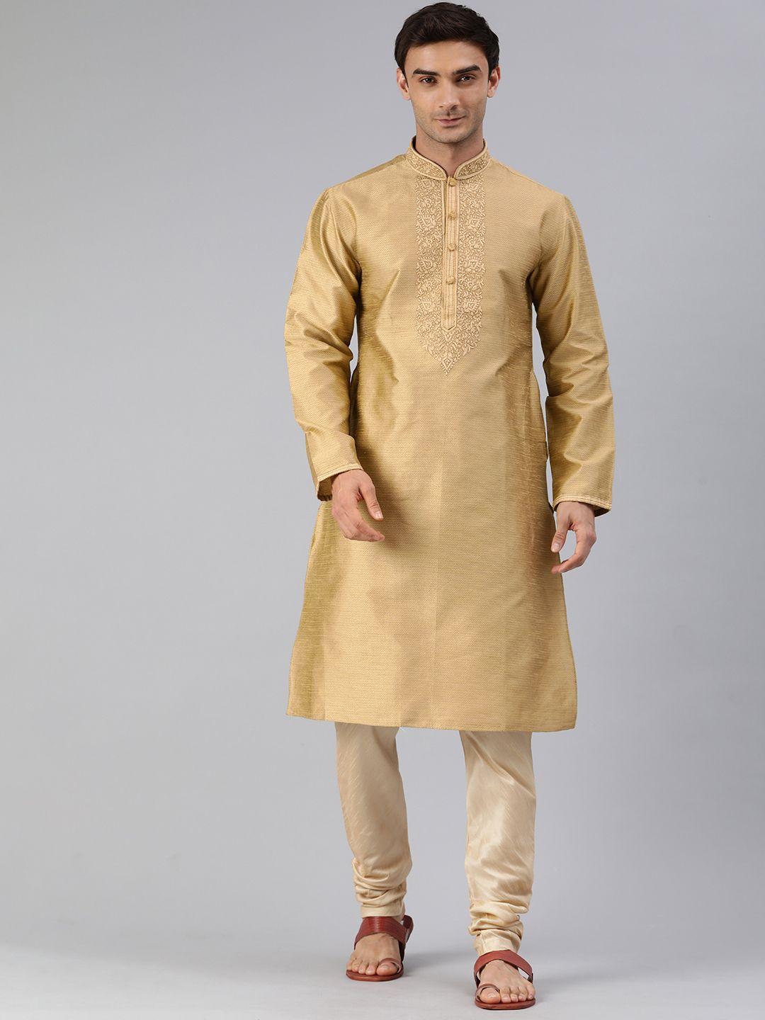 manthan men floral embroidered thread work kurta