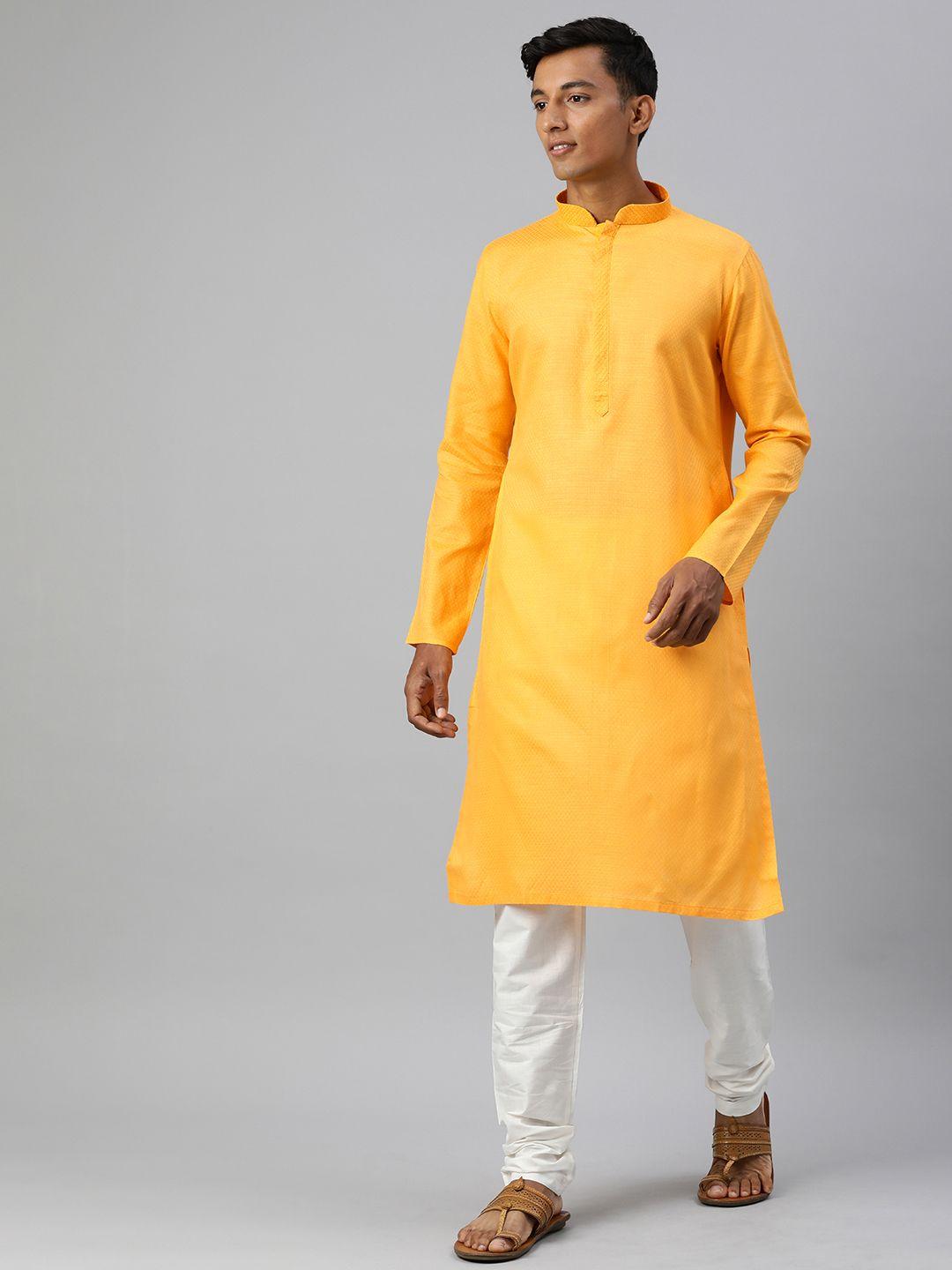 manthan men self design regular pure cotton kurta with churidar