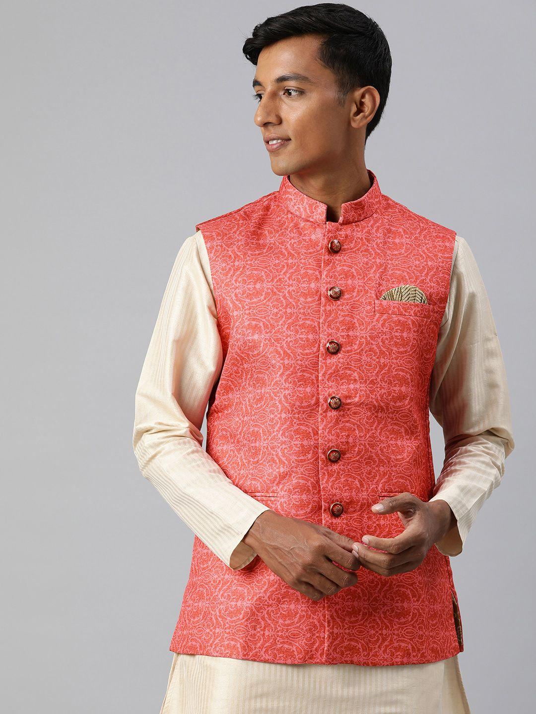 manthan men woven design nehru jacket