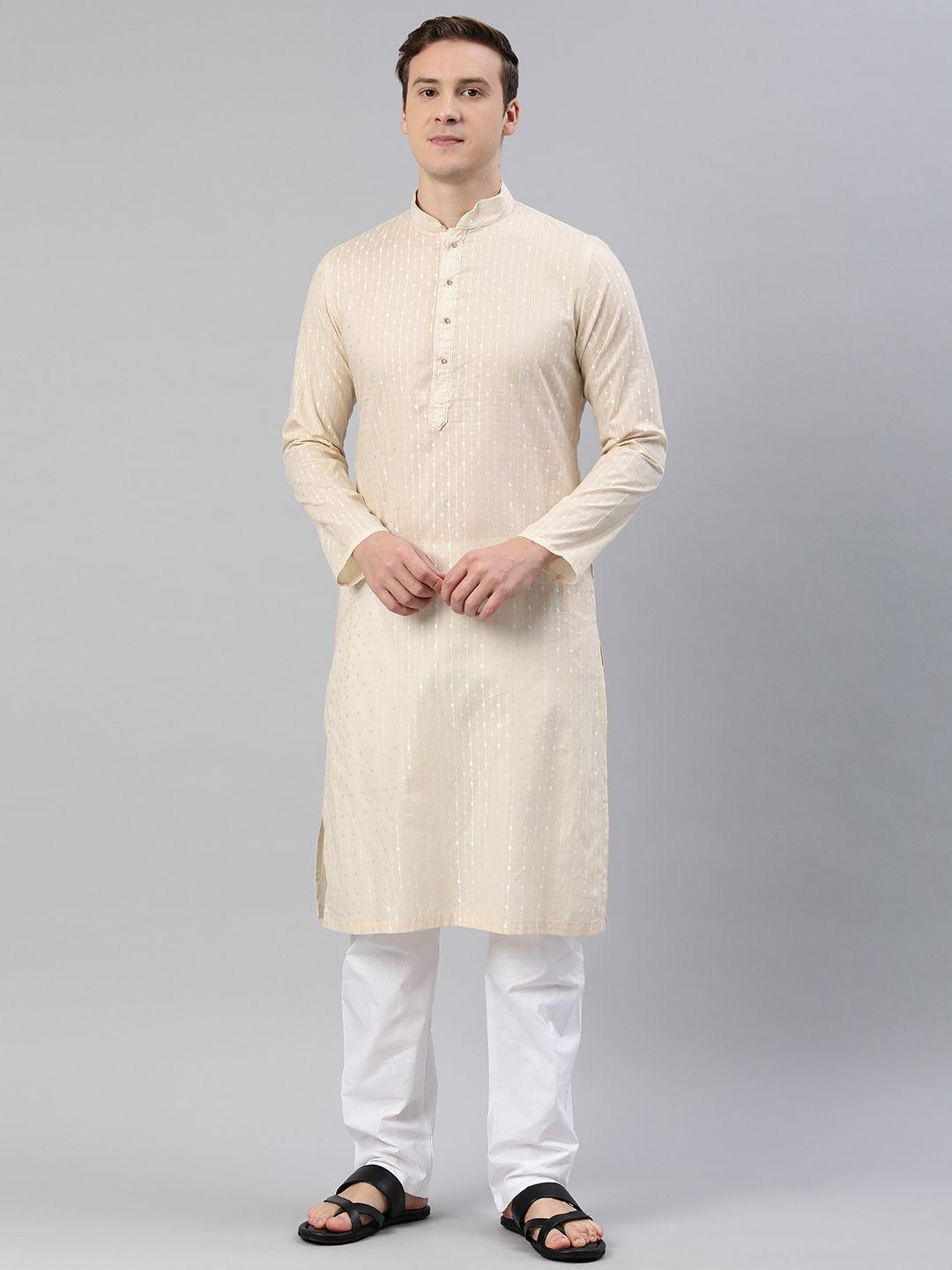 manthan men woven design zari regular kurta with pyjamas