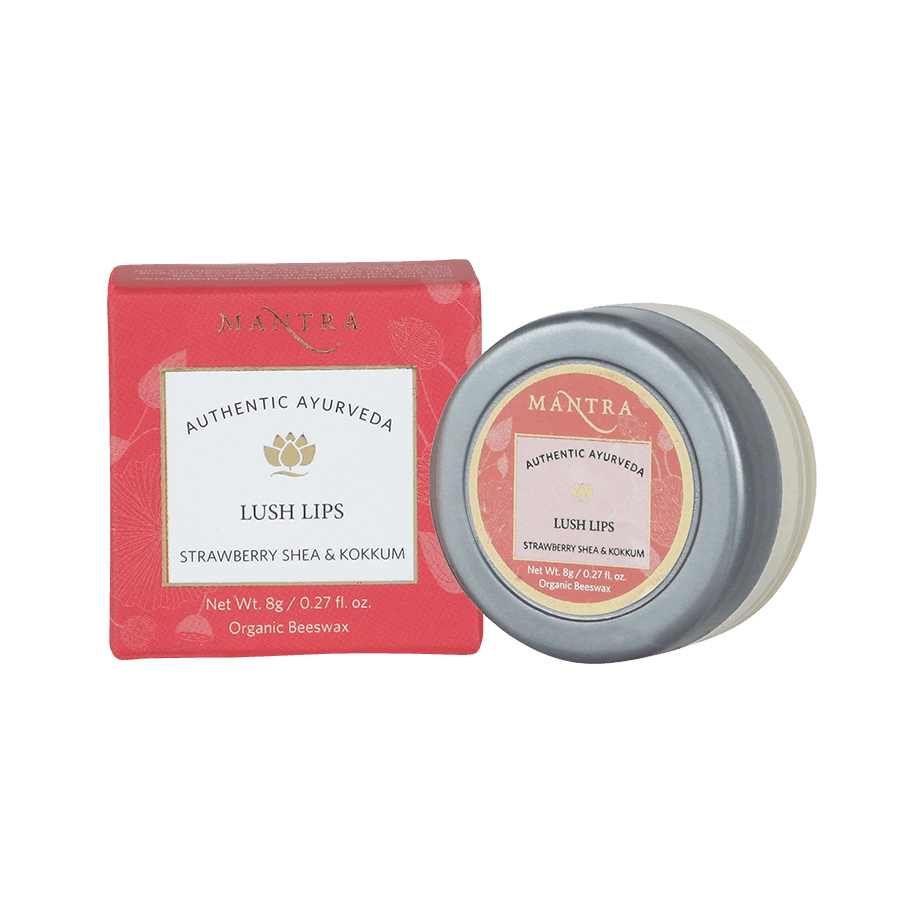 mantra herbal strawberry shea & kokkum lush lip balm (8g)