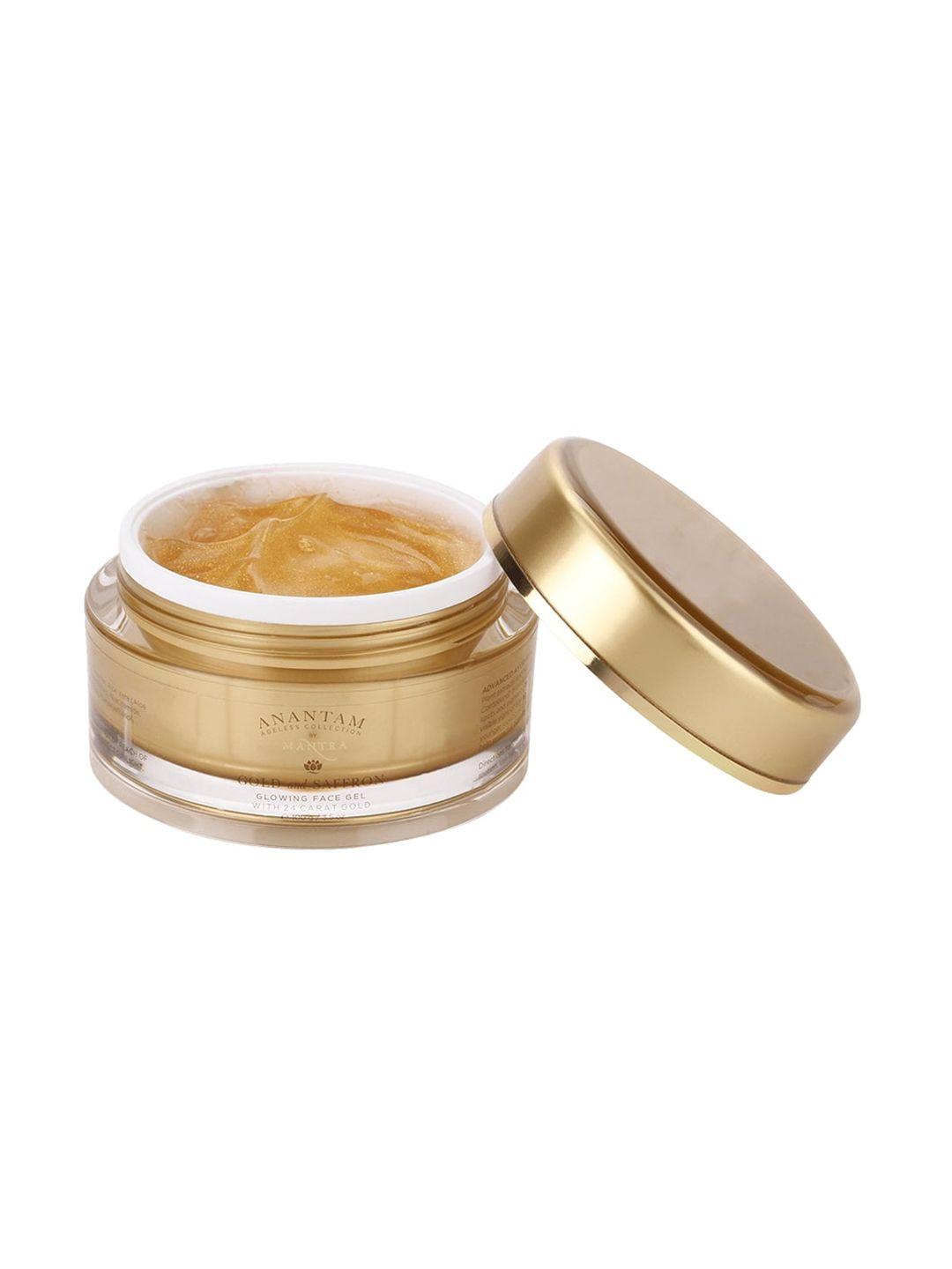 mantra herbal anantam gold & saffron glowing face gel with 24 carat gold - 100g