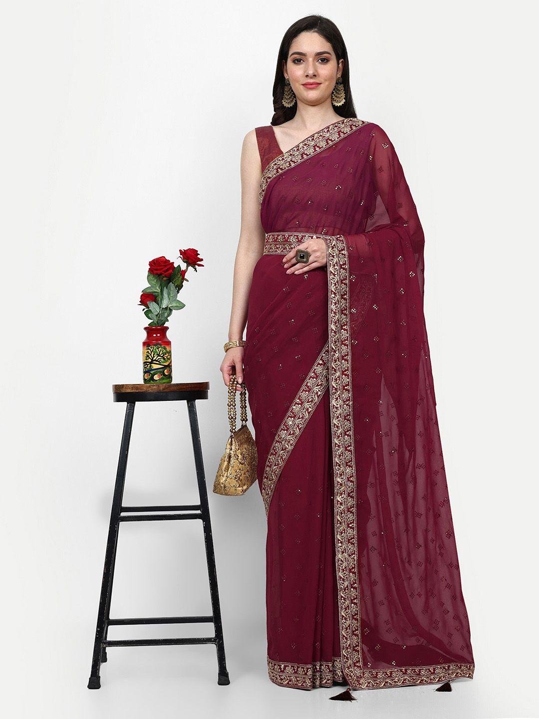 manu designer embellished embroidered pure georgette saree