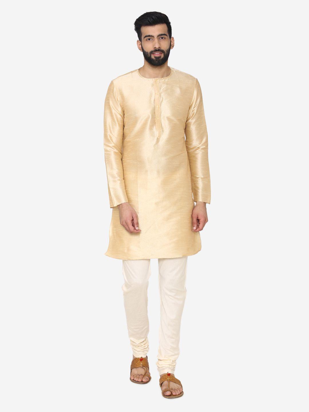 manu men beige solid straight kurta