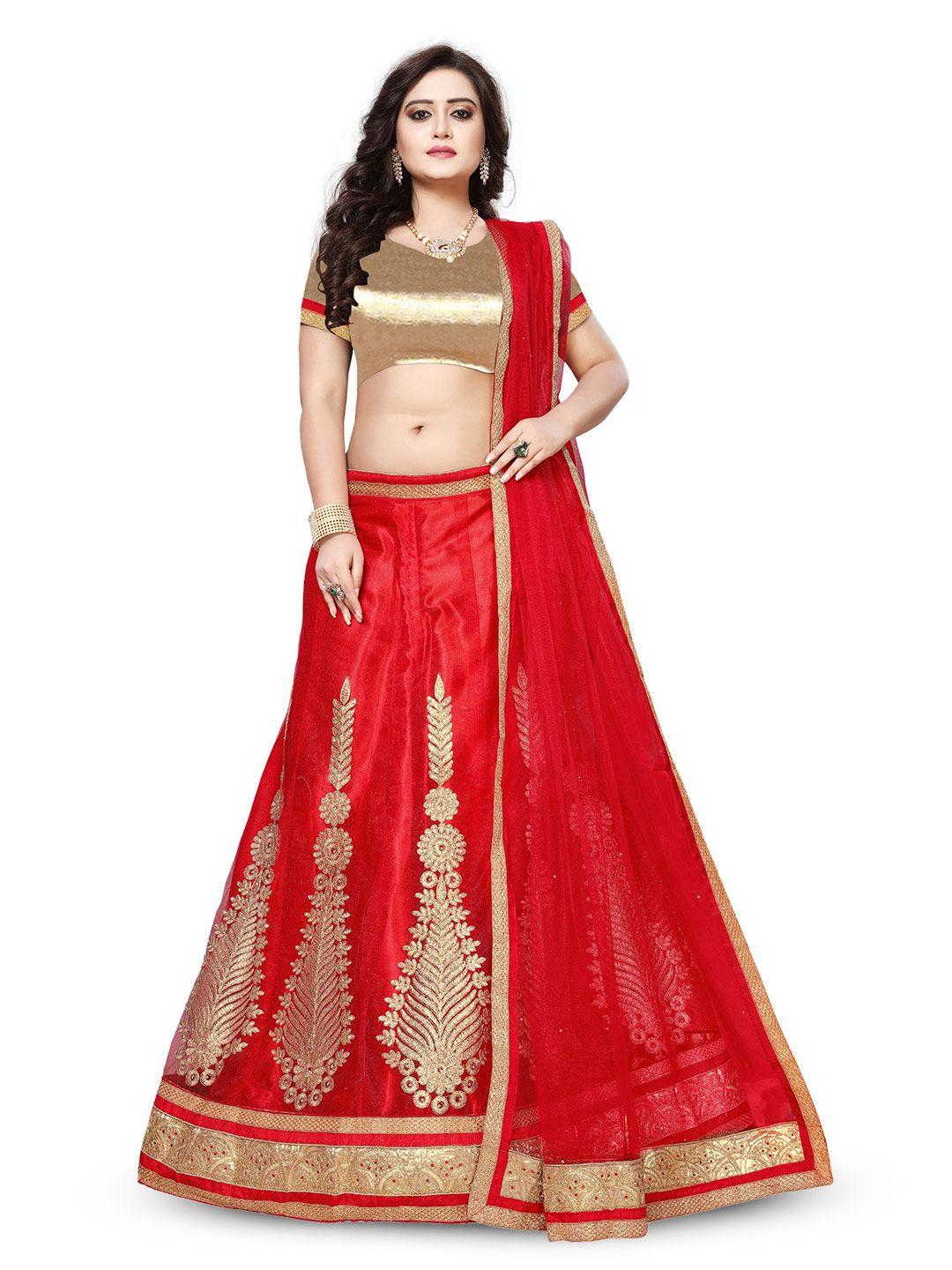 manvaa beads and stones semi-stitched lehenga & unstitched blouse with dupatta