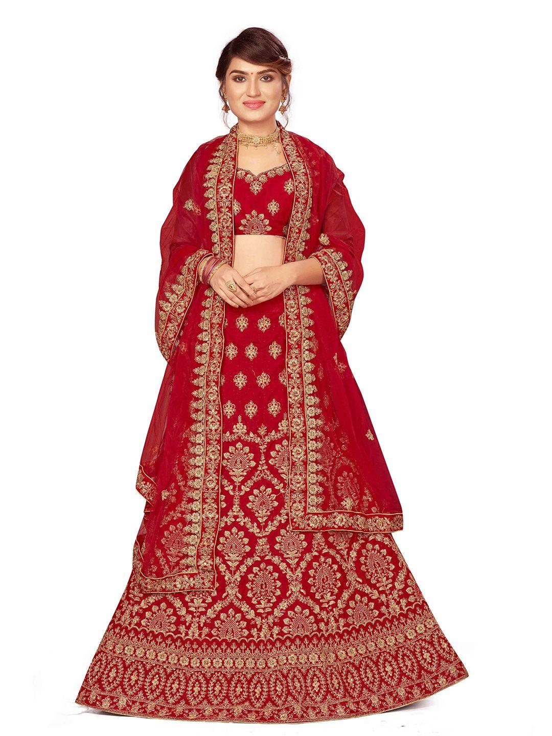 manvaa embroidered velvet semi-stitched lehenga & unstitched blouse with dupatta
