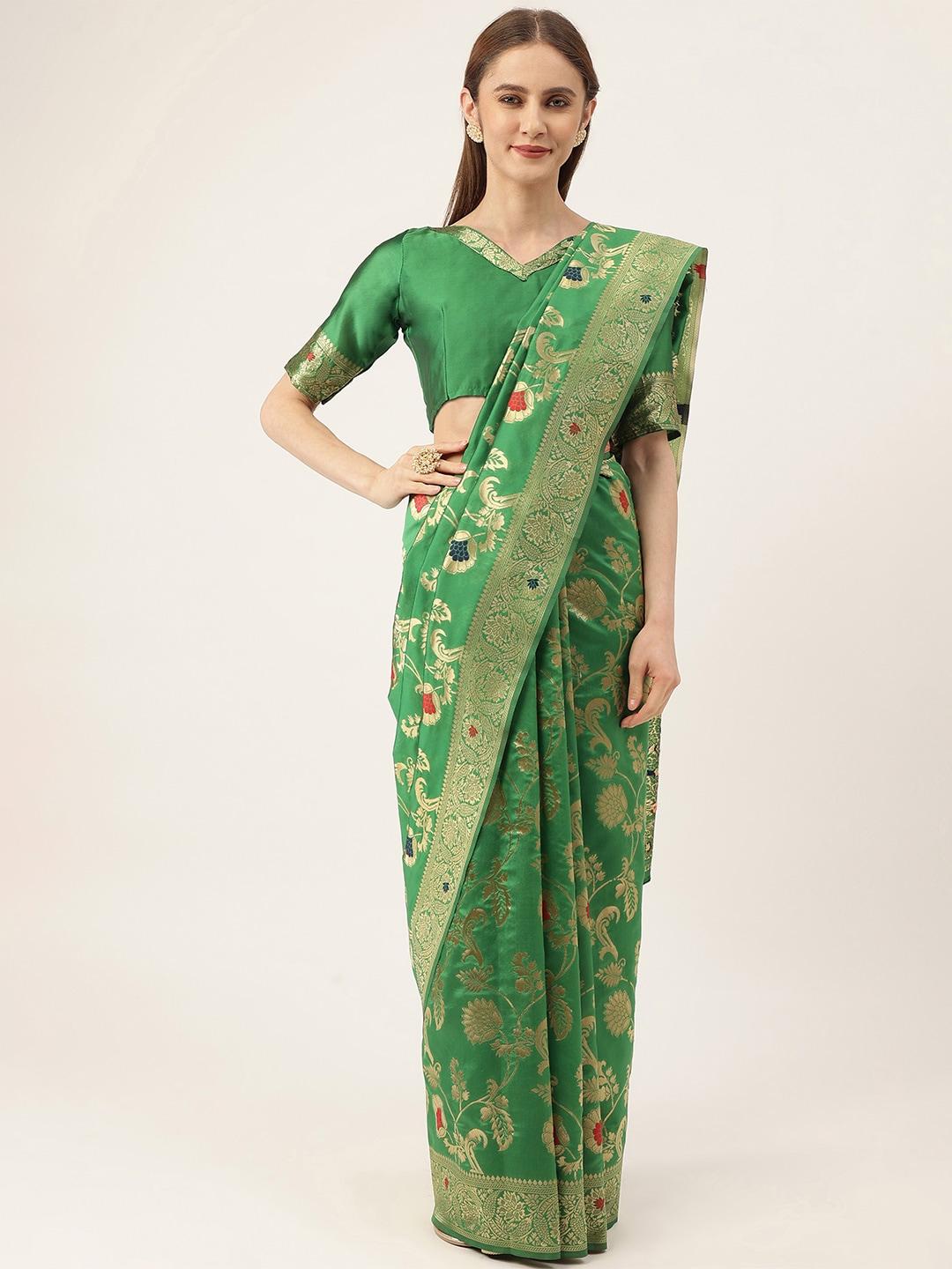manvaa ethnic motifs zari silk blend banarasi saree