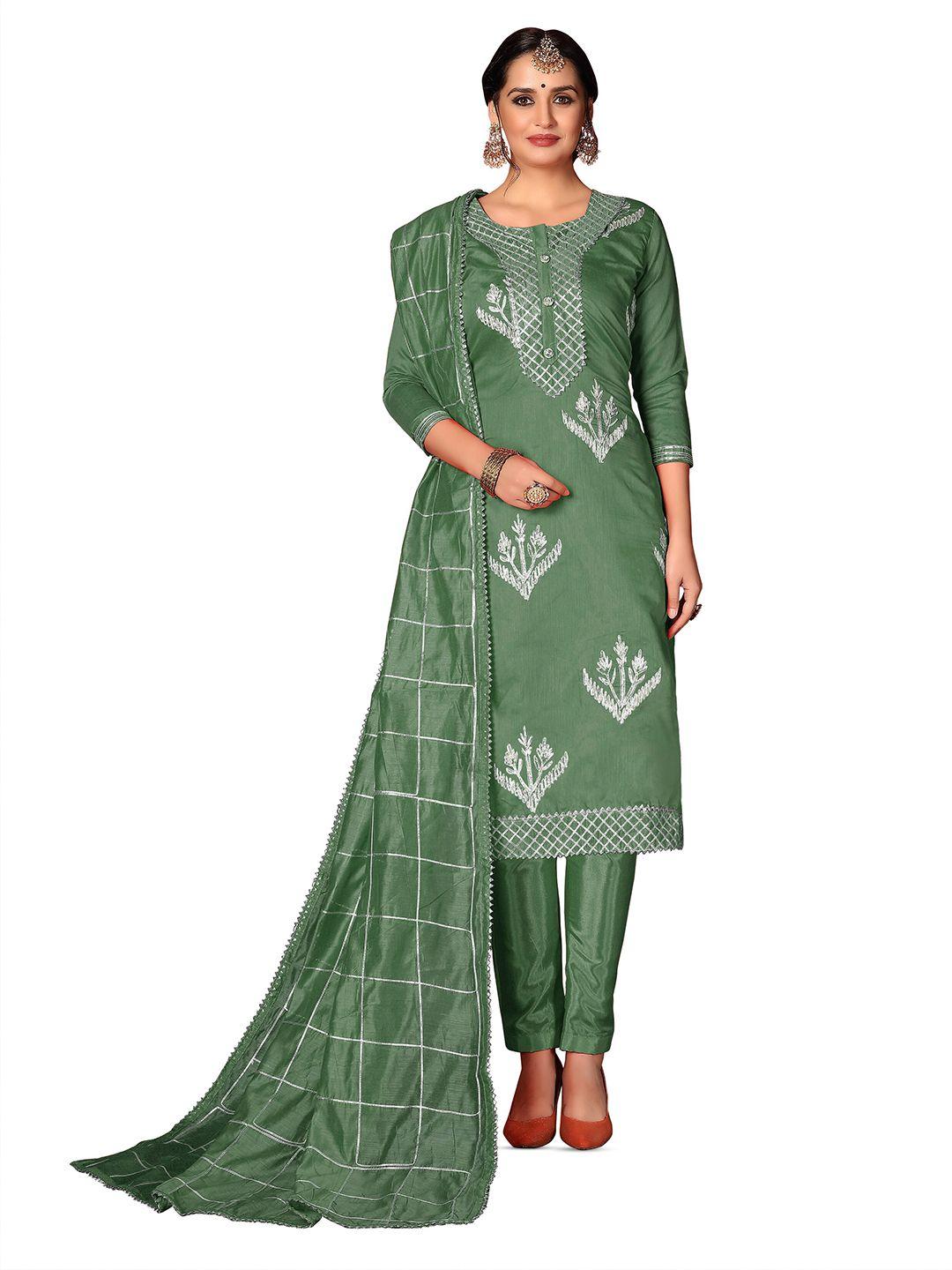 manvaa olive green unstitched dress material