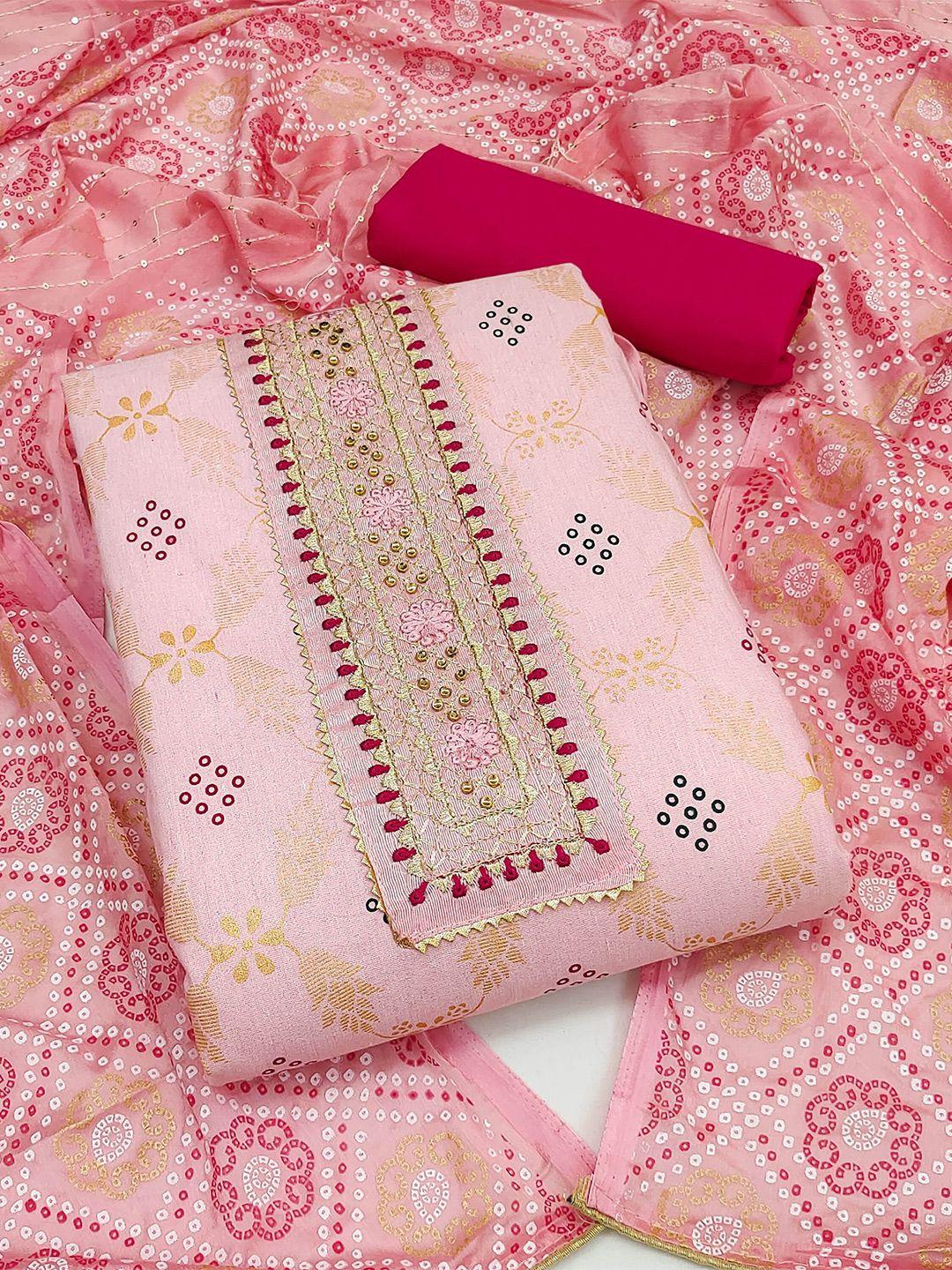 manvaa pink pure cotton unstitched dress material