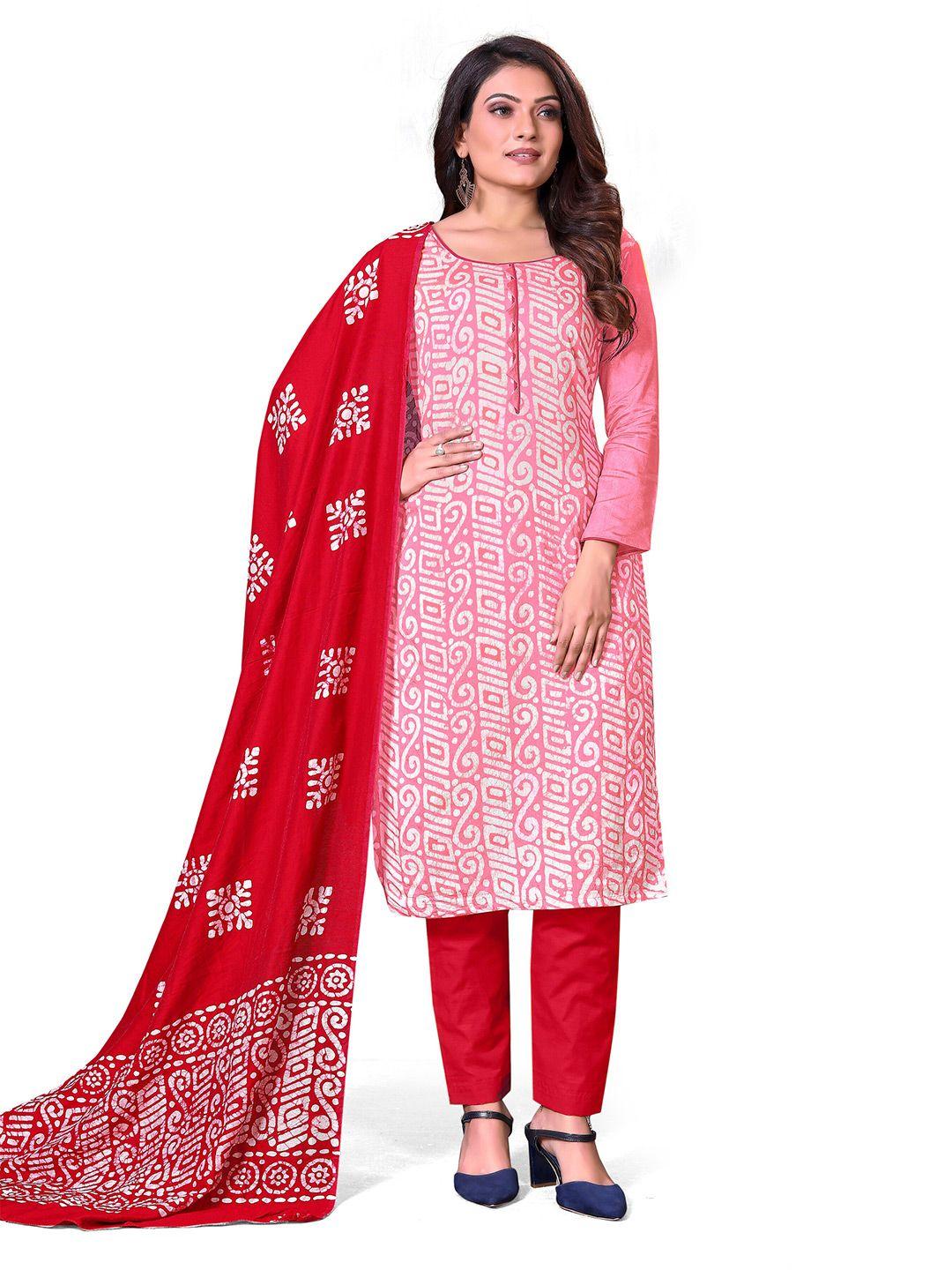 manvaa printed pure cotton unstitched dress material