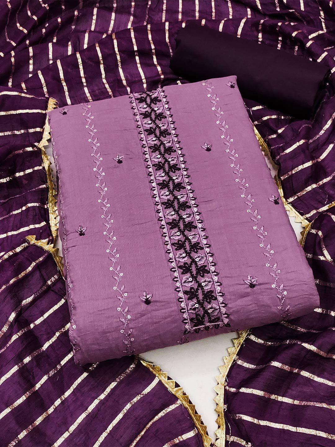 manvaa purple embellished unstitched dress material