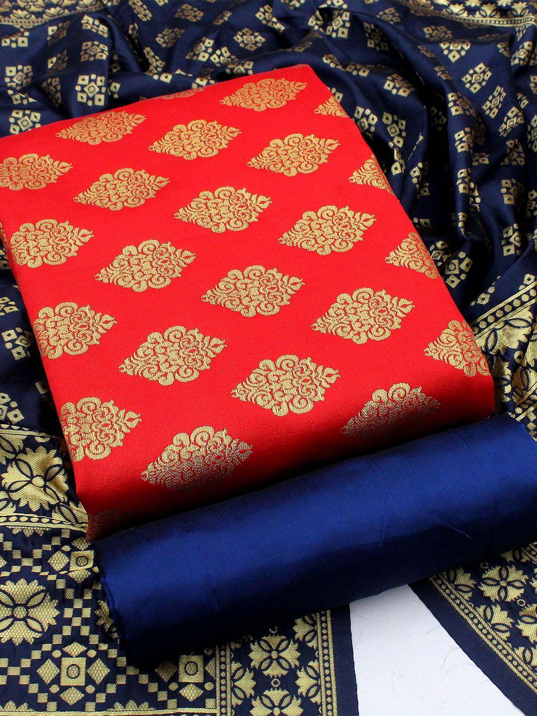 manvaa red unstitched dress material