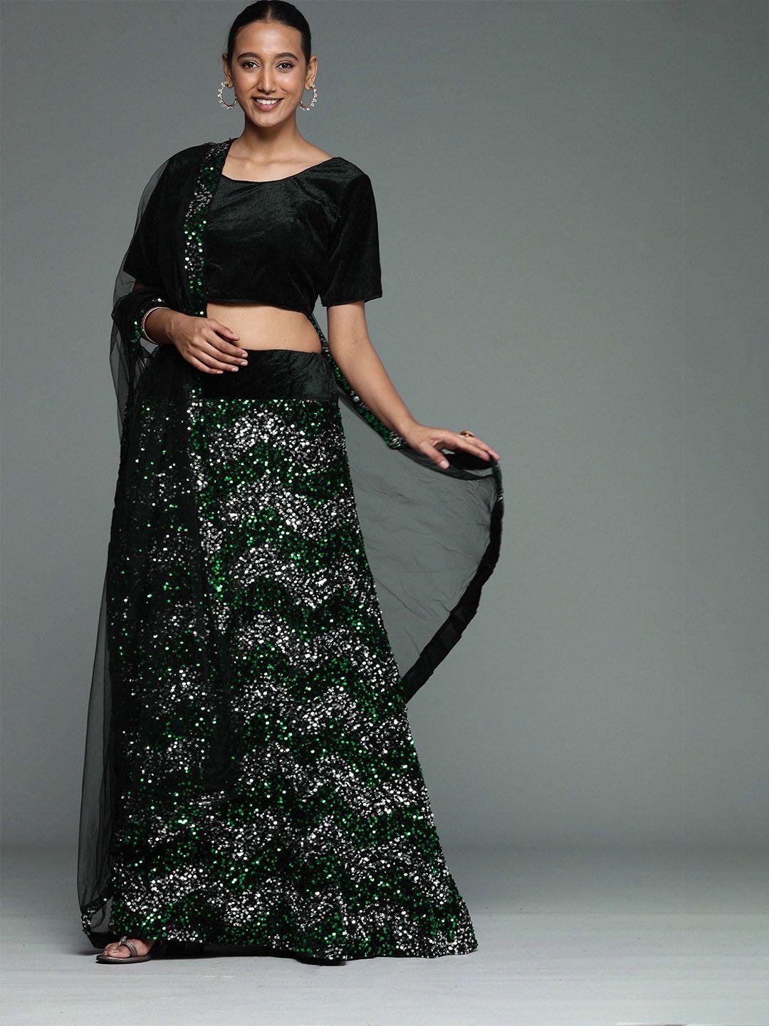 manvaa sequin embellished semi-stitched lehenga & unstitched blouse with dupatta