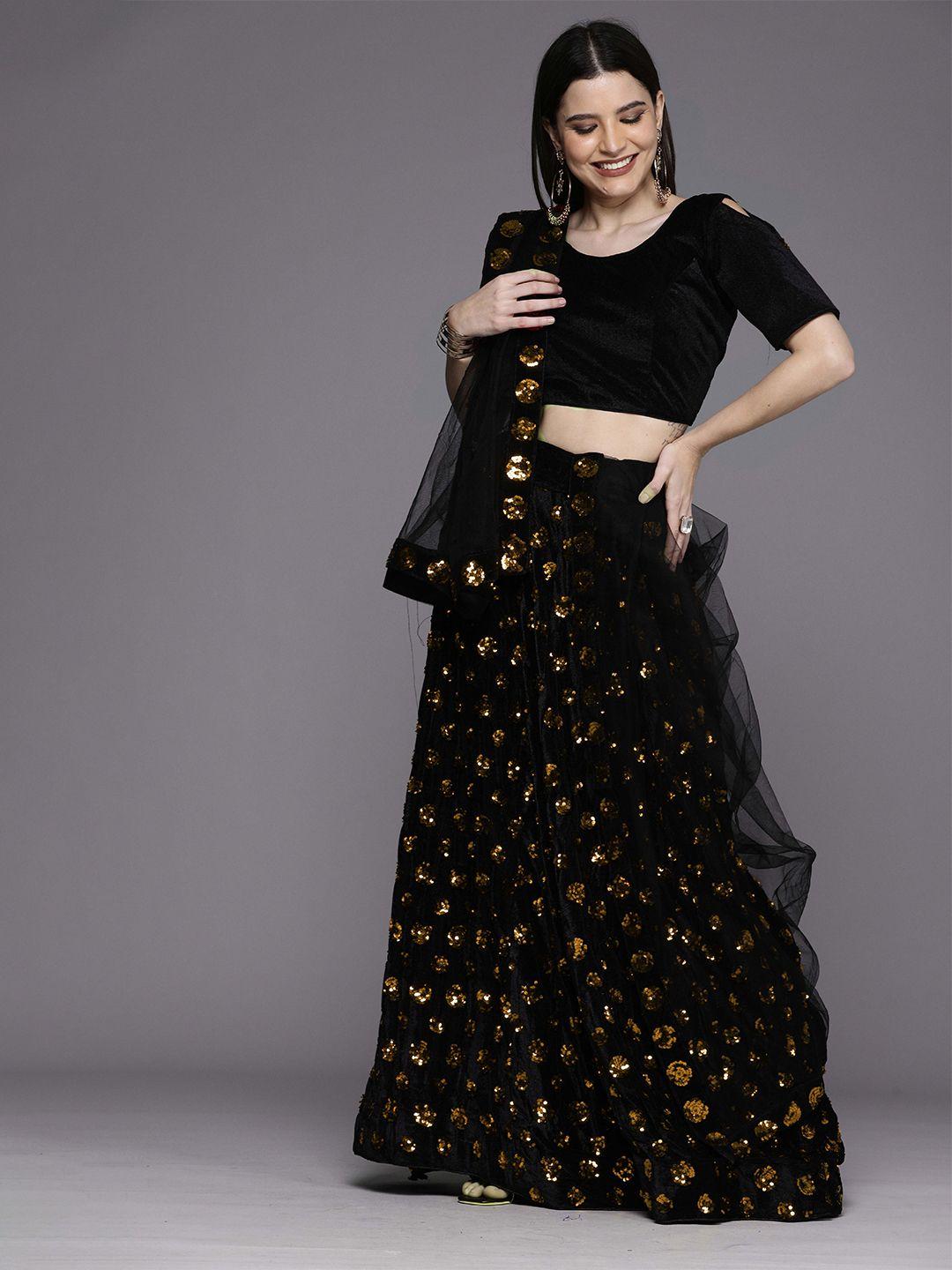 manvaa embellished sequinned semi-stitched lehenga & unstitched blouse with dupatta