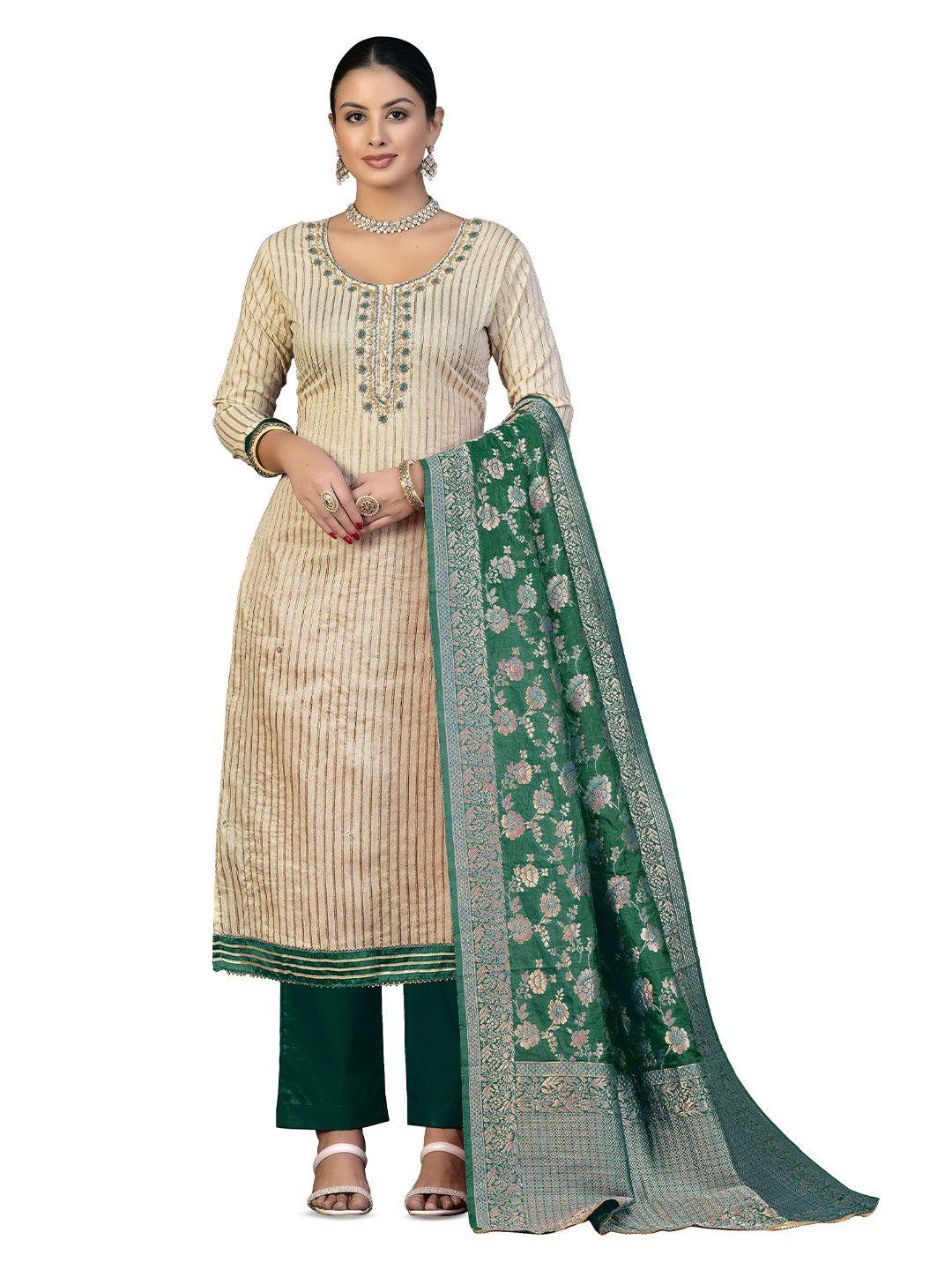 manvaa embellished unstitched dress material